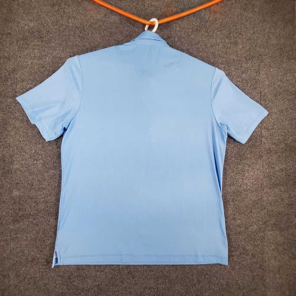EAGEGOF Polo Shirt Mens XL Blue Herringbone Short Sleeve Stretch Performance